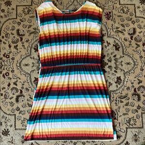 ModCloth Rainbow Striped Dress Soft Rayon sz XL